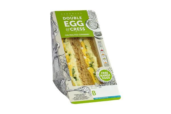 Double egg & cress on malted (packed lunch option 2) V