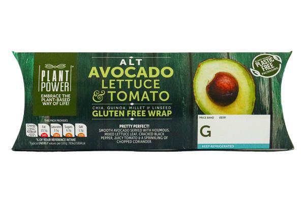 Avocado, lettuce & tomato on tortilla (non-gluten containing option) NM, GF, VG