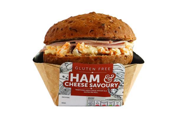 Ham & cheese savoury on a roll (non-gluten containing option) GF