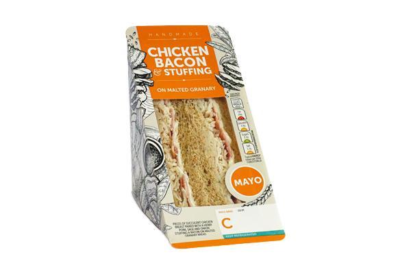 Chicken, bacon & stuffing on malted (packed lunch option 3)